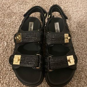 Steve Madden Margie Black Tweed Dad Sandals